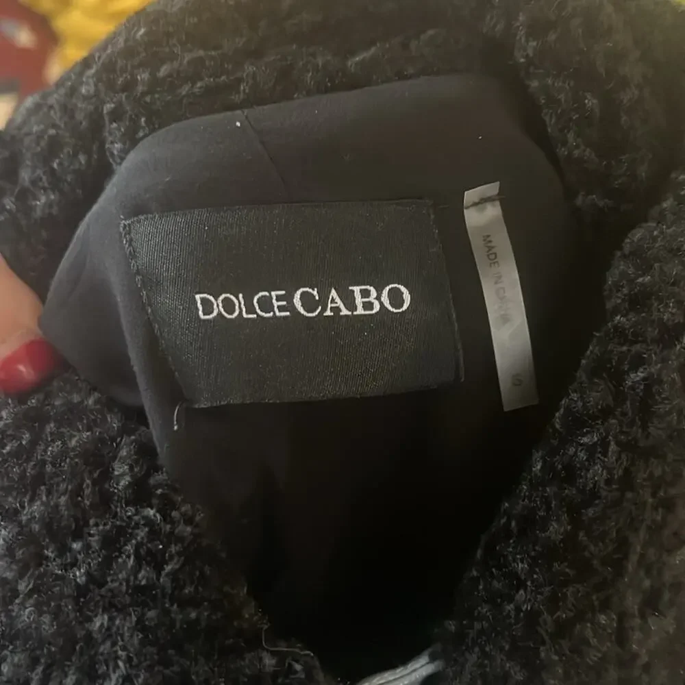 DOLCE CABO Womens Aviator Jacket Medium Blue Patent Leather Bomber Sherpa Y2k S - Picture 2 of 8